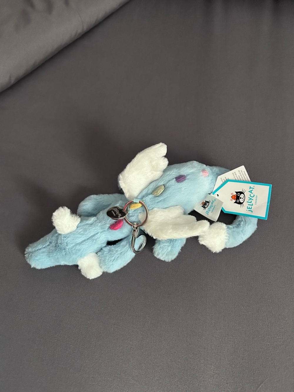 Jellycat Sky Blue Dragon Bag Charm, NWT
